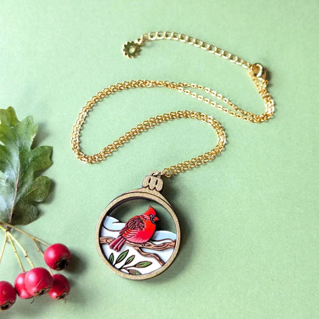 Cardinal Bird Ornament Necklace Necklaces