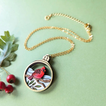 Cardinal Bird Ornament Necklace Necklaces