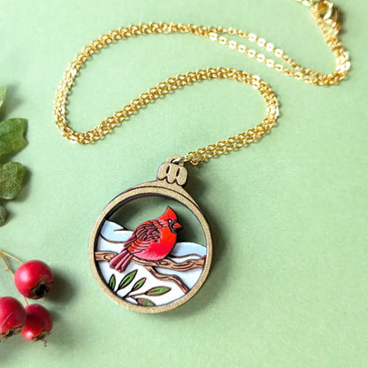 Cardinal Bird Ornament Necklace Necklaces