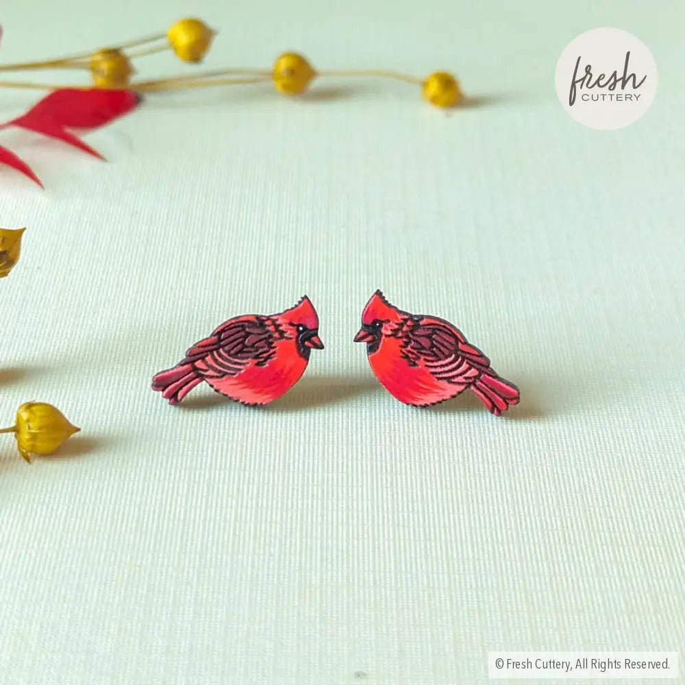 Cardinal Bird Studs