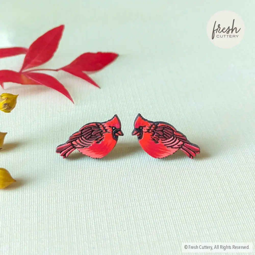 Cardinal Bird Studs