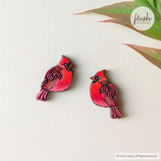 Cardinal Bird Studs