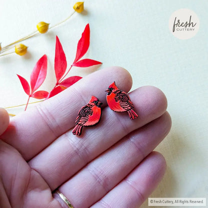 Cardinal Bird Studs