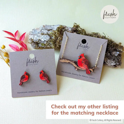 Cardinal Bird Studs