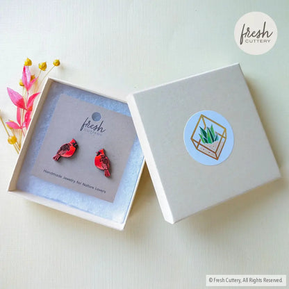 Cardinal Bird Studs