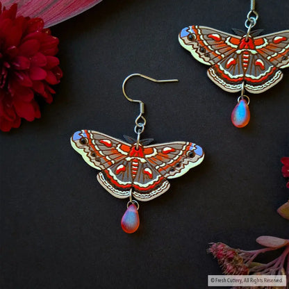 Cecropia Moth Earrings - Dangle and Drop Earrings