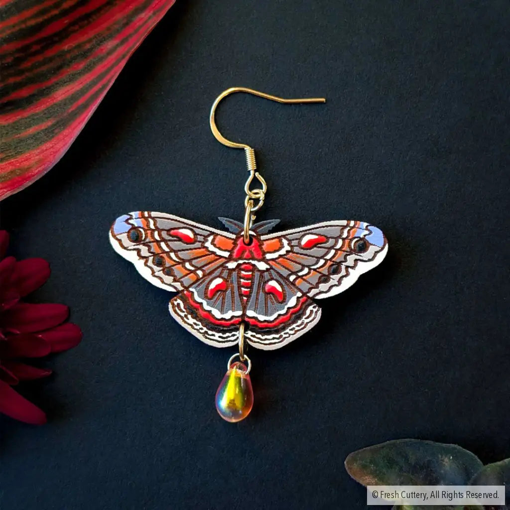 Cecropia Moth Earrings - Dangle and Drop Earrings