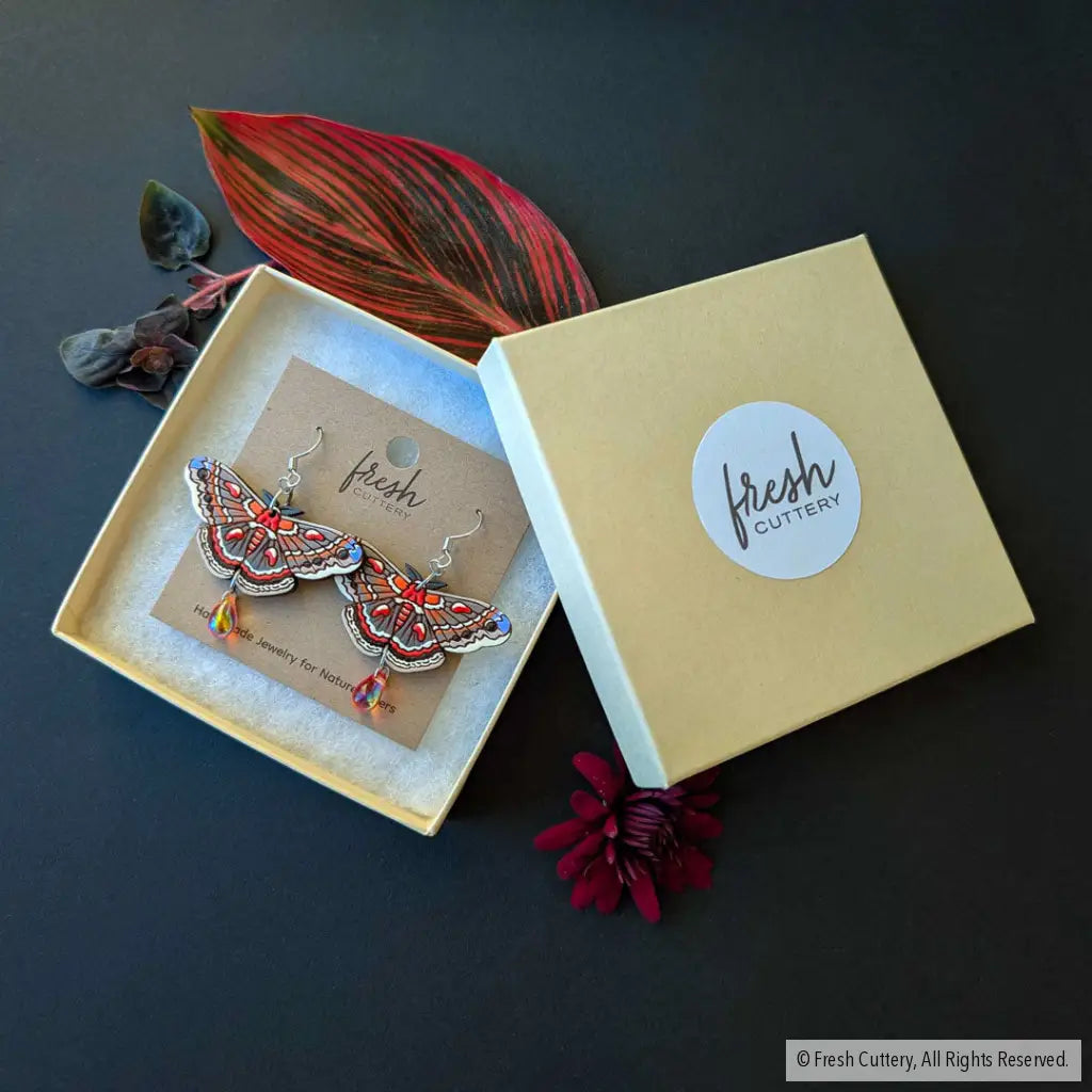 Cecropia Moth Earrings - Dangle and Drop Earrings