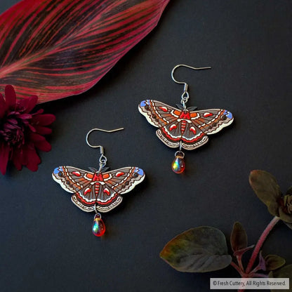 Cecropia Moth Earrings - Dangle and Drop Earrings