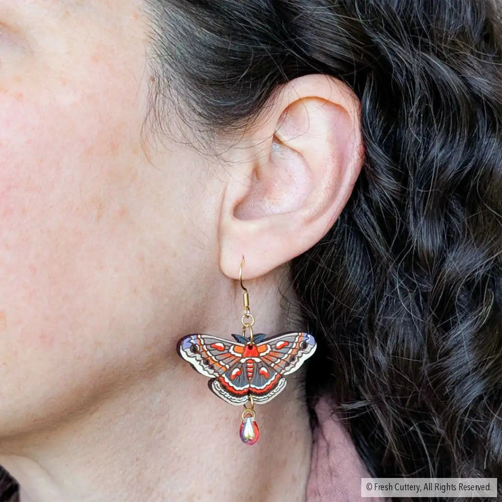 Cecropia Moth Earrings - Dangle and Drop Earrings