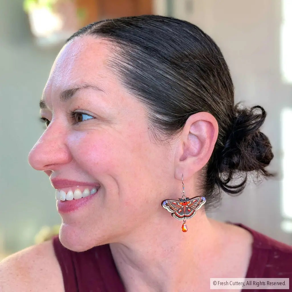 Cecropia Moth Earrings - Dangle and Drop Earrings