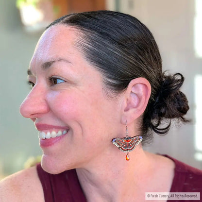 Cecropia Moth Earrings - Dangle and Drop Earrings