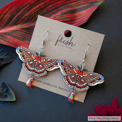 Cecropia Moth Earrings - Dangle and Drop Earrings