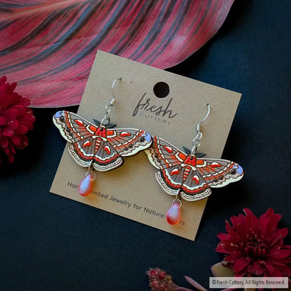 Cecropia Moth Earrings - Dangle and Drop Earrings