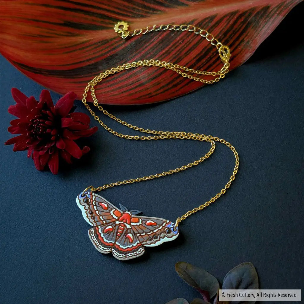 Cecropia Moth Necklace - Gold - Necklaces