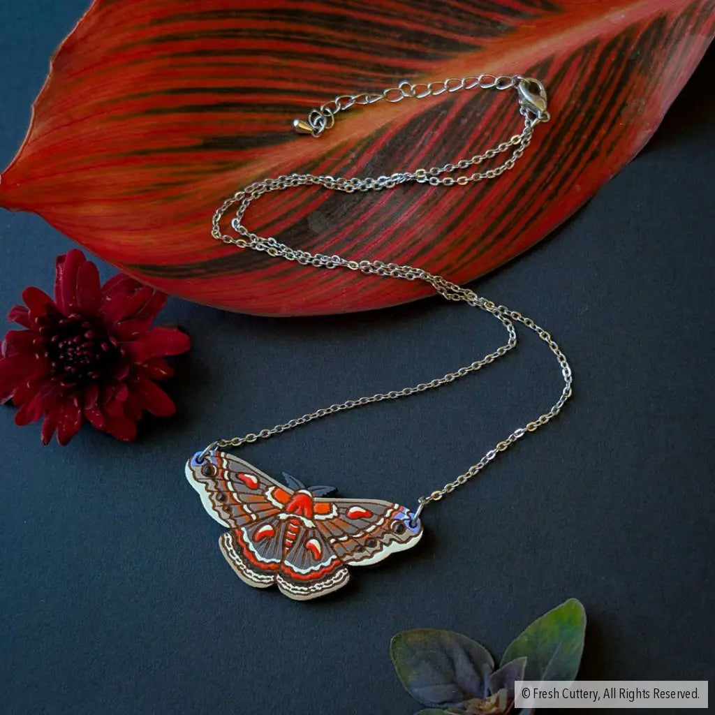 Cecropia Moth Necklace - Silver - Necklaces