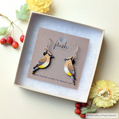 Cedar Waxwing Earrings - Dangle and Drop Earrings