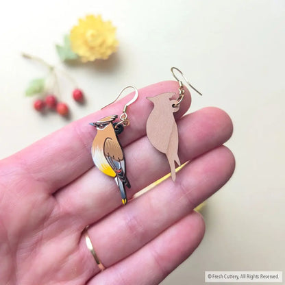 Cedar Waxwing Earrings - Dangle and Drop Earrings
