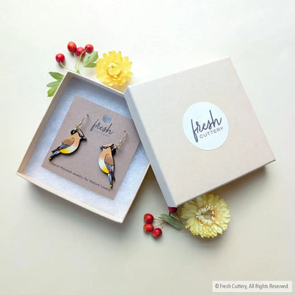 Cedar Waxwing Earrings - Dangle and Drop Earrings