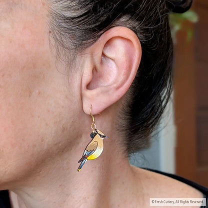 Cedar Waxwing Earrings - Dangle and Drop Earrings