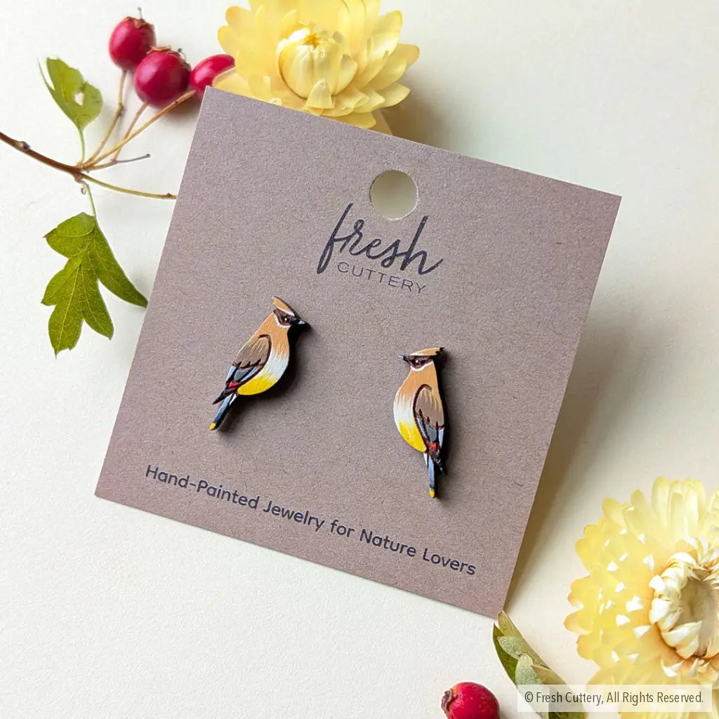 Cedar Waxwing Studs - Studs