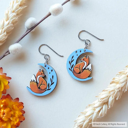 Celestial Fox Earrings - Titanium Ear Wires - Dangle and Drop Earrings