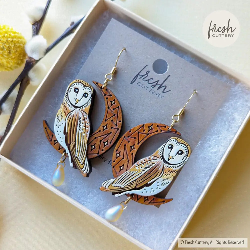 Celestial Owl Statement Earrings Dangle And Drop