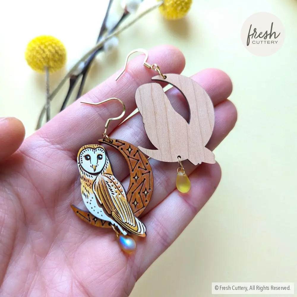 Celestial Owl Statement Earrings Dangle And Drop