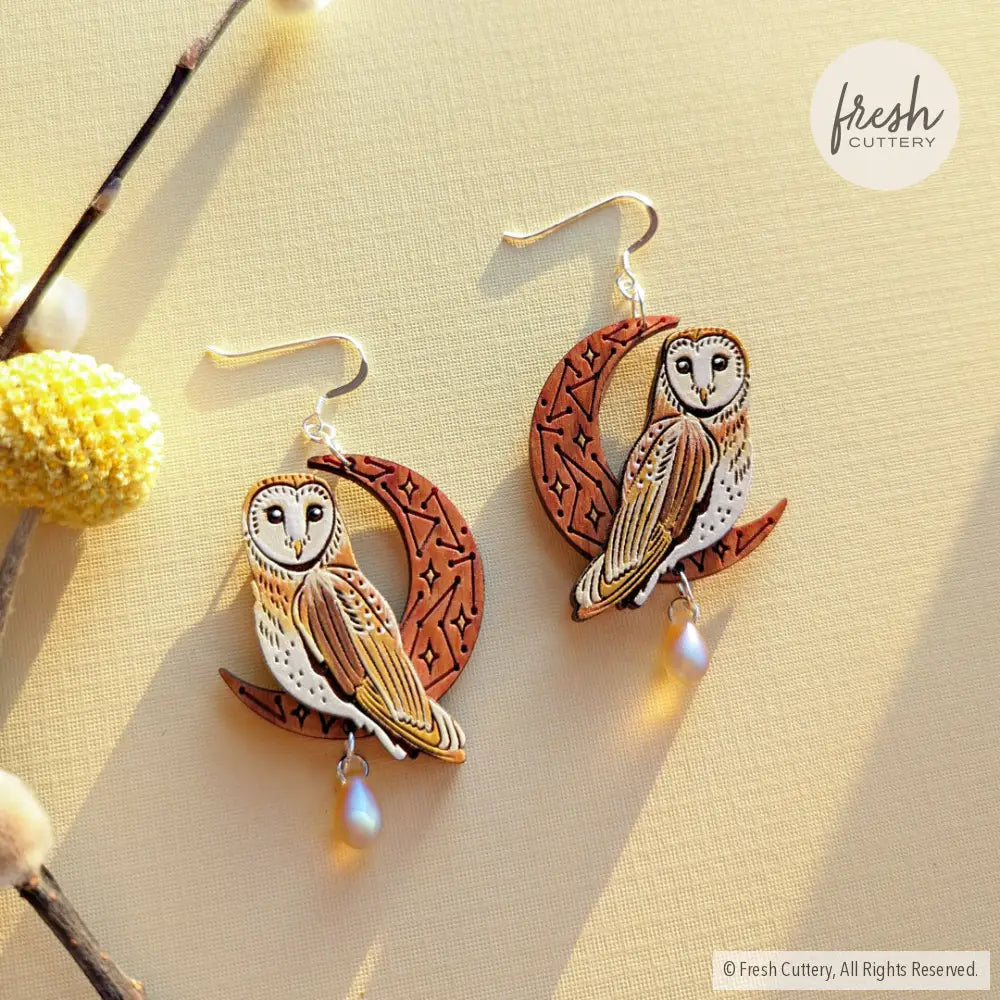 Celestial Owl Statement Earrings Dangle And Drop