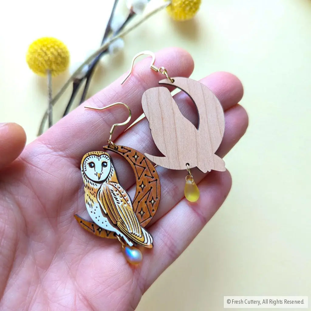 Celestial Owl Statement Earrings Dangle And Drop