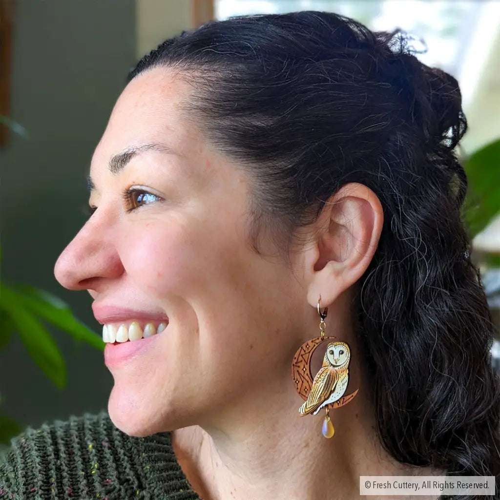 Celestial Owl Statement Earrings Dangle And Drop