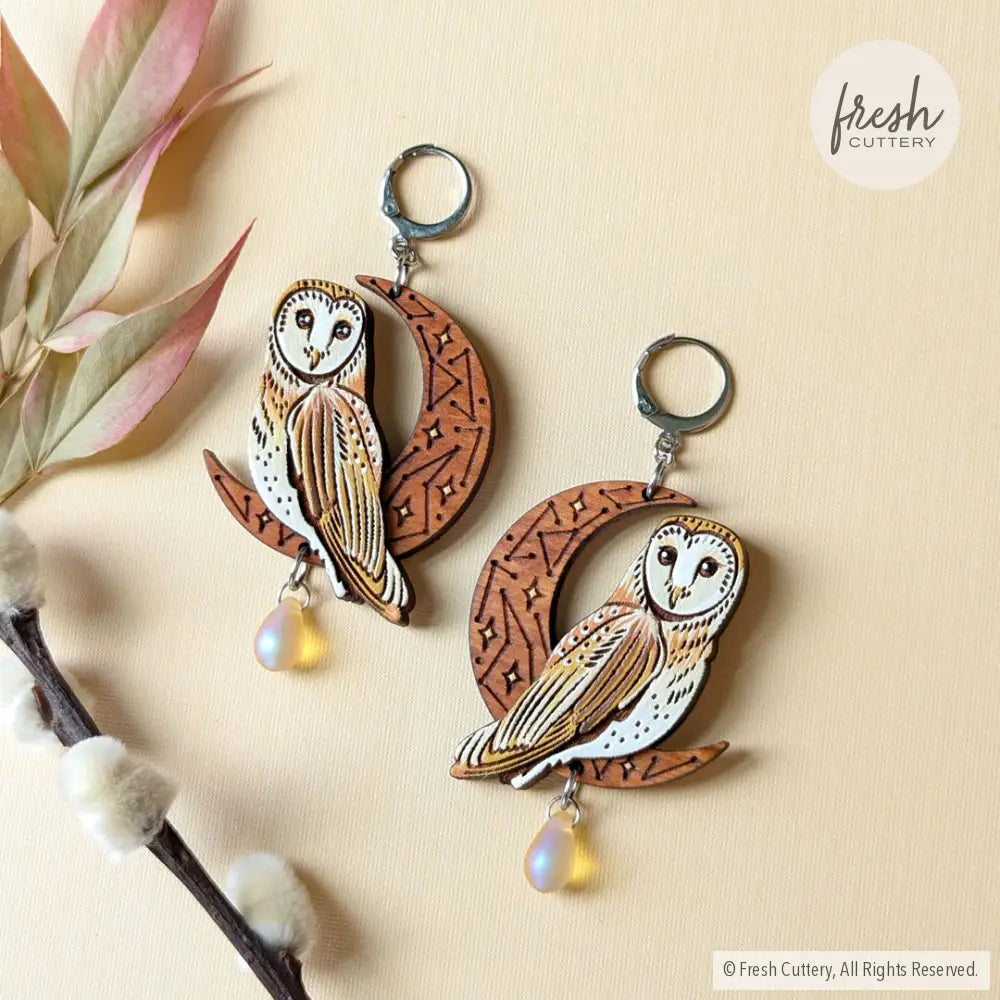 Celestial Owl Statement Earrings Dangle And Drop