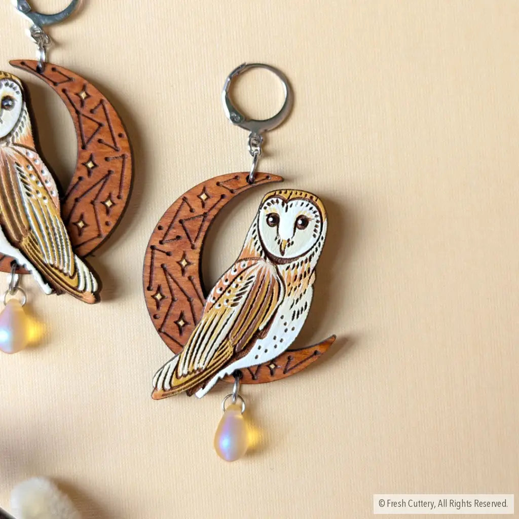 Celestial Owl Statement Earrings Dangle And Drop