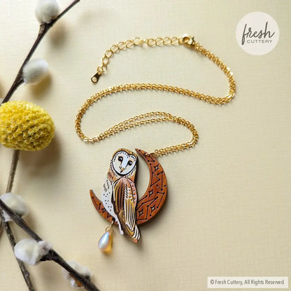 Celestial Owl Statement Necklace Gold Chain Necklaces