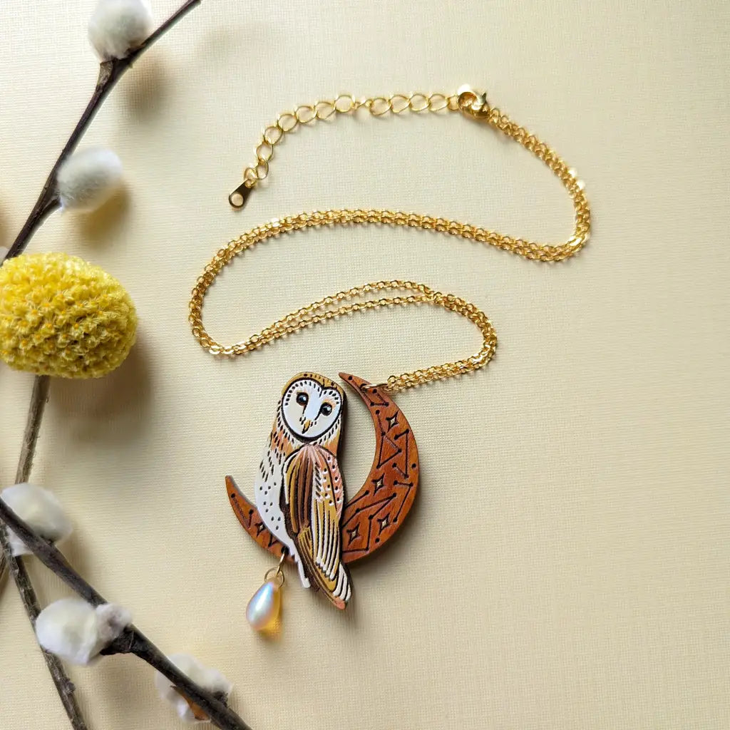 Celestial Owl Statement Necklace Gold Chain Necklaces