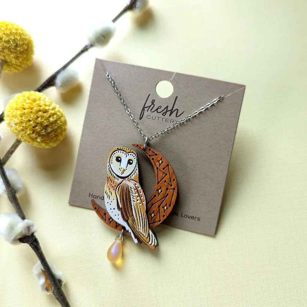Celestial Owl Statement Necklace Silver Chain Necklaces