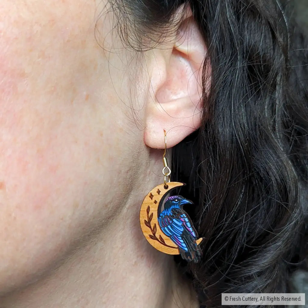 Celestial Raven Mini Hoops Dangle And Drop Earrings