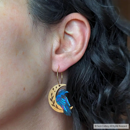 Celestial Raven Mini Hoops Dangle And Drop Earrings