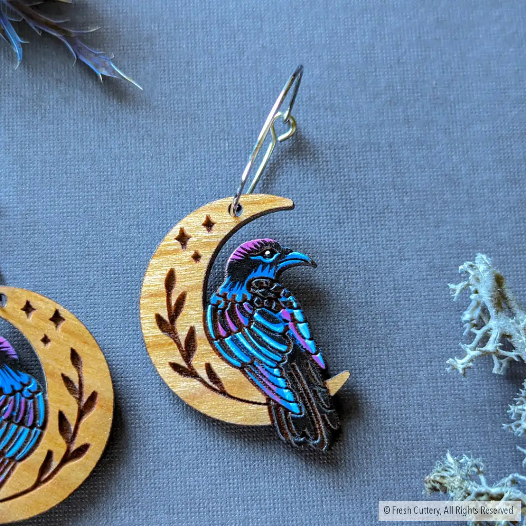 Celestial Raven Mini Hoops Dangle And Drop Earrings