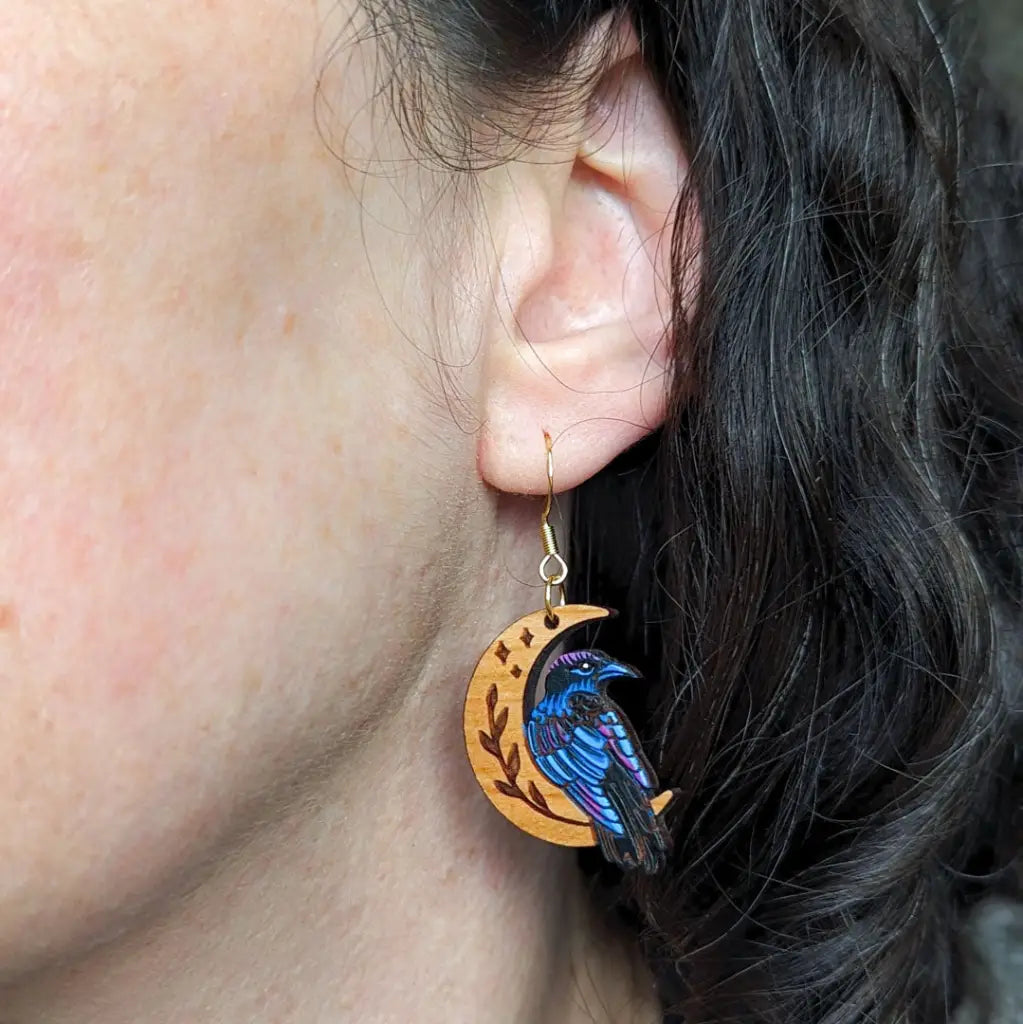 Celestial Raven Mini Hoops Dangle And Drop Earrings