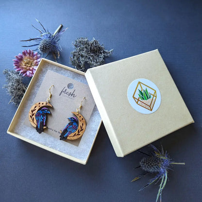Celestial Raven Mini Hoops Dangle And Drop Earrings