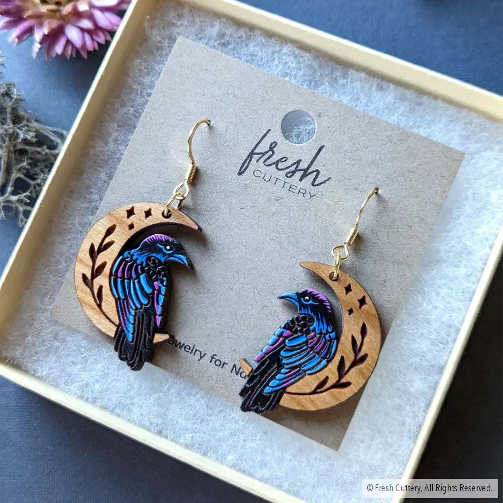 Celestial Raven Mini Hoops Dangle And Drop Earrings