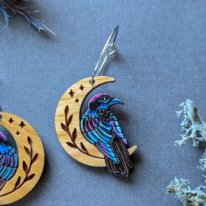 Celestial Raven Mini Hoops Dangle And Drop Earrings