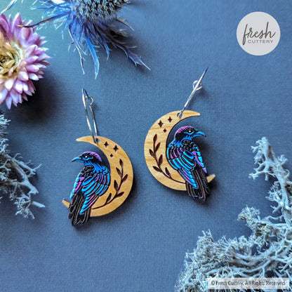 Celestial Raven Mini Hoops Dangle And Drop Earrings