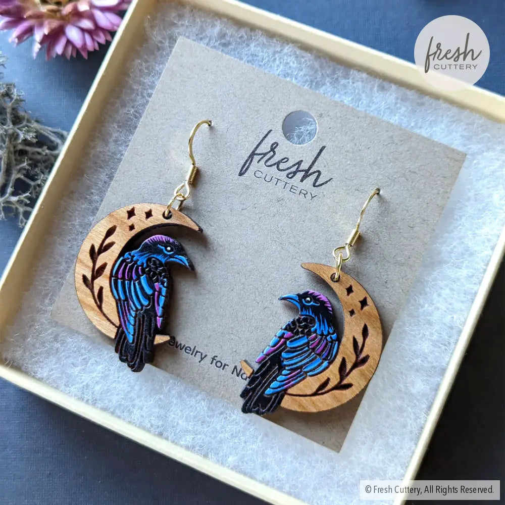 Celestial Raven Mini Hoops Dangle And Drop Earrings