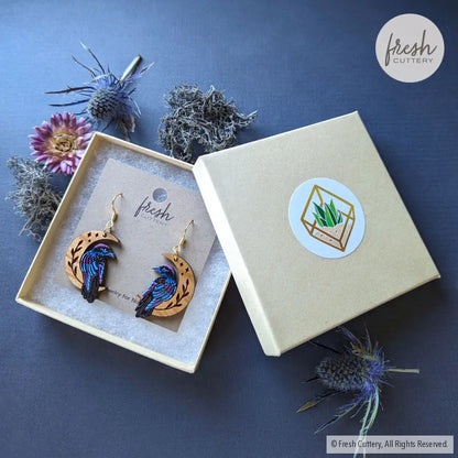 Celestial Raven Mini Hoops Dangle And Drop Earrings