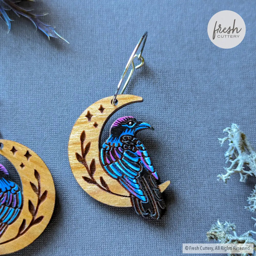 Celestial Raven Mini Hoops Dangle And Drop Earrings