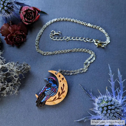 Mini Celestial Raven Necklace Silver Chain Necklaces