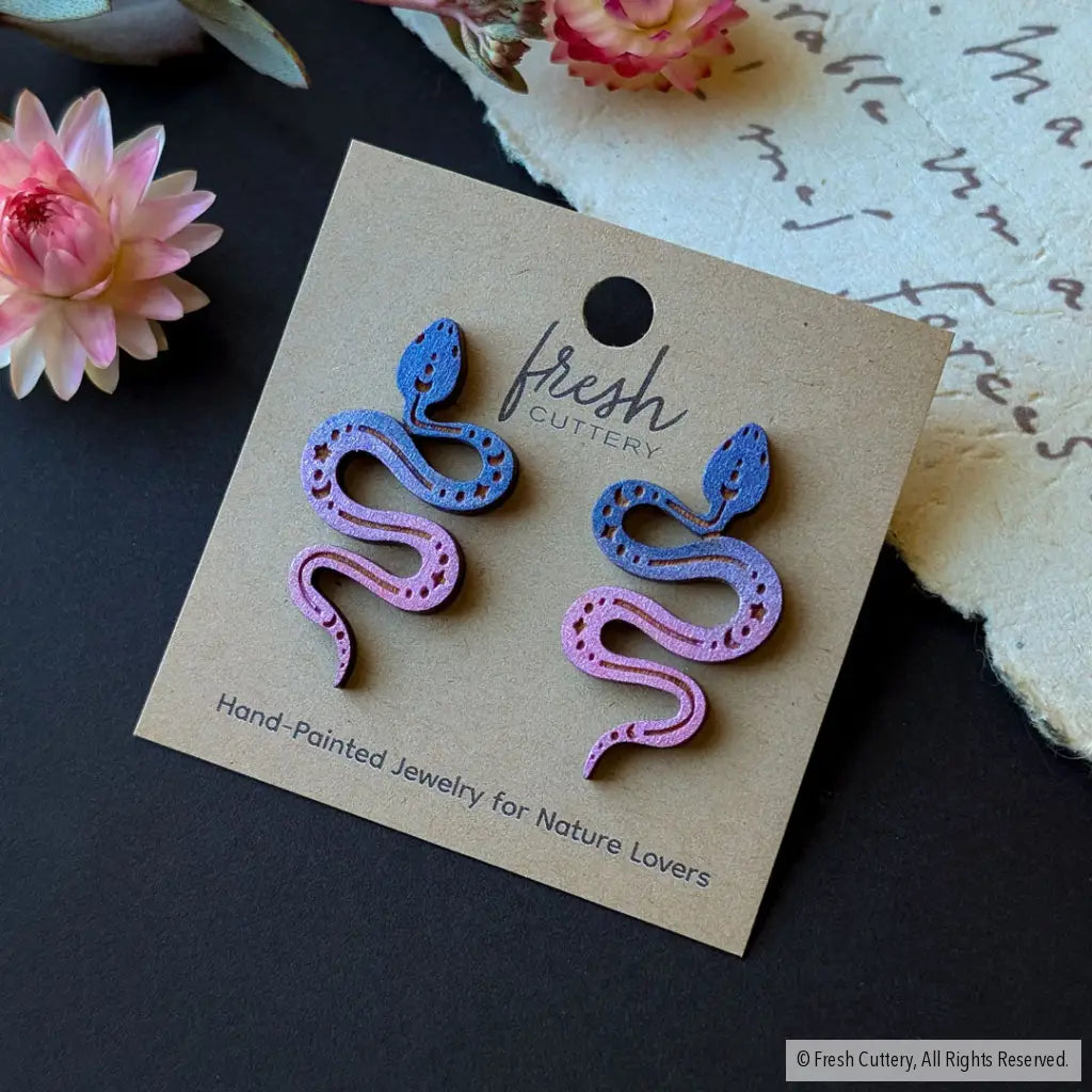 Celestial Snake Earrings - Studs