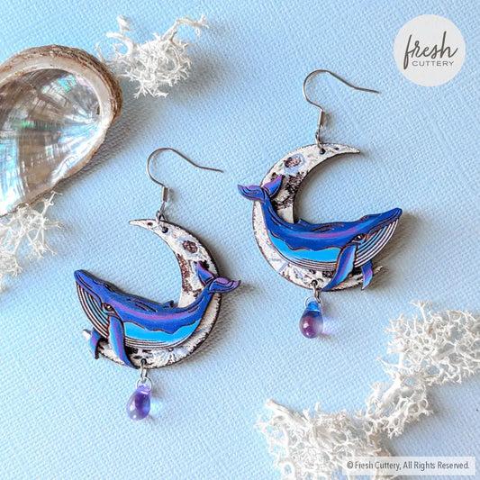 Celestial Whale Statement Earrings Stainless Steel Ear Wires / 1. Purple Haze Dangle and Drop Earrings